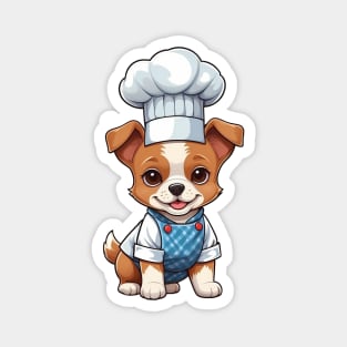 Cute Puppy in Overalls Illustration Magnet