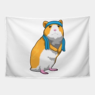 Hamster at Fitness with Towel Tapestry