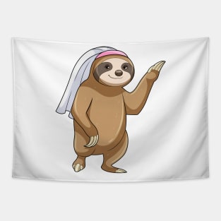 Sloth as Bride with Veil Tapestry