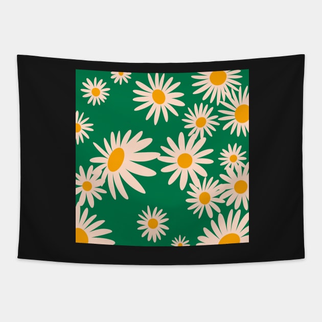 Retro daisy flower pattern Tapestry by troman479