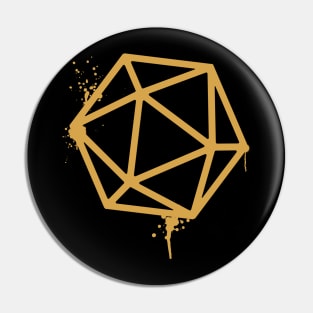 D20 Dice Bronze Spray Paint RPG Pin