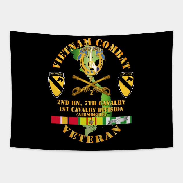 Vietnam Combat Cavalry Veteran w 2nd Bn 7th Cav DUI - 1st Cav Div Tapestry by twix123844