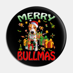 Merry Bullmas English Bulldog Ugly Christmas Dogs T-Shirt Pin