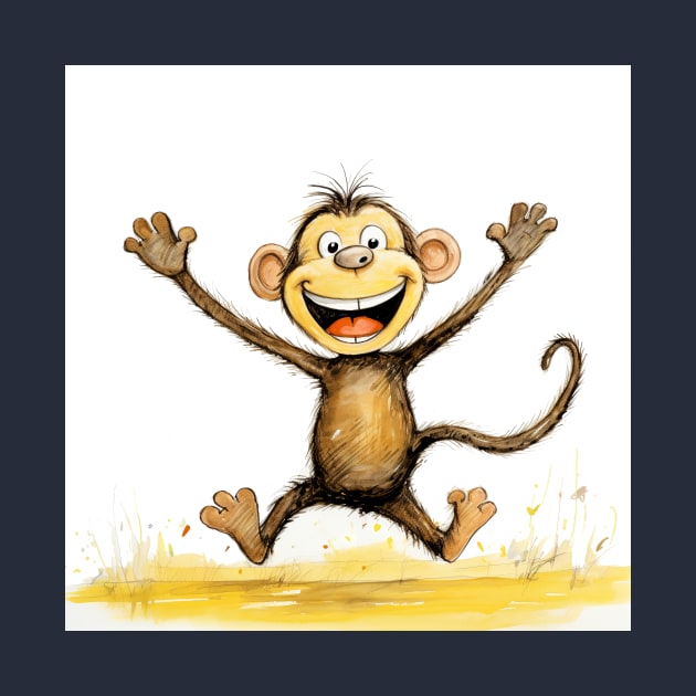 Cute Monkey Illustration by Geminiartstudio