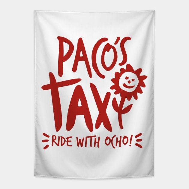 Paco's Taxi (Red) Tapestry by jepegdesign