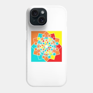 Square print with random geometric shapes in bright neon colors Phone Case