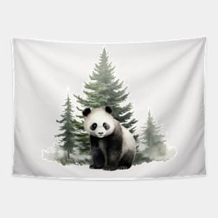 Watercolor Baby Panda And Watercolor Trees . Tapestry