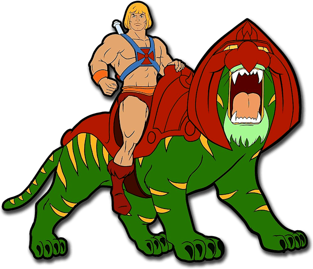 He-Man and Battle Cat Kids T-Shirt by BigOrangeShirtShop