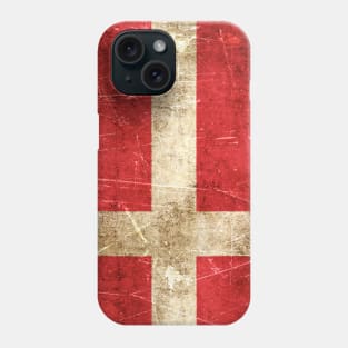 Vintage Aged and Scratched Danish Flag Phone Case