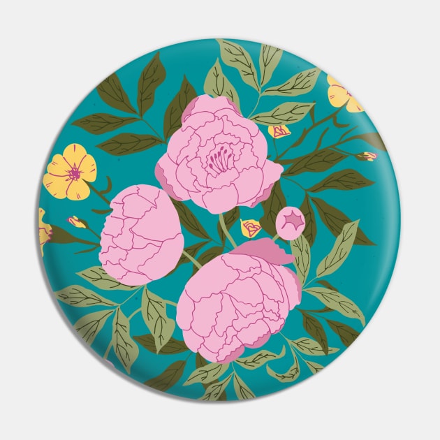 Peonies and friends green background Pin by Aidi Riera