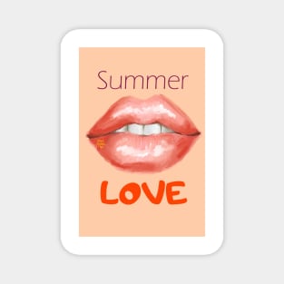 Romantic summer kissing lips. Lovely sexy mouth. Magnet