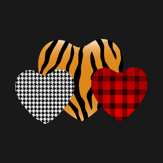 three hearts leopard buffalo plaid valentine day by karascom