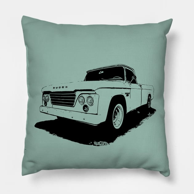 1965 Dodge D-100 Sweptline - stylized on light background Pillow by mal_photography