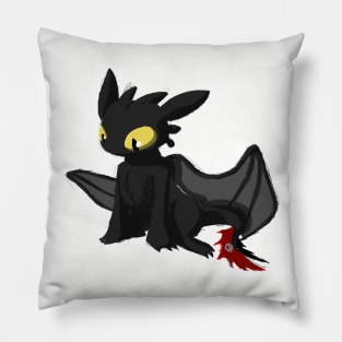 Toothless with tiny sketchy outlines that I couldn't remove because I was too lazy to do so. Pillow