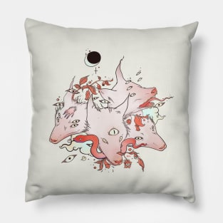 Wolves, Leaves, Snake, And Nature Artwork Pillow