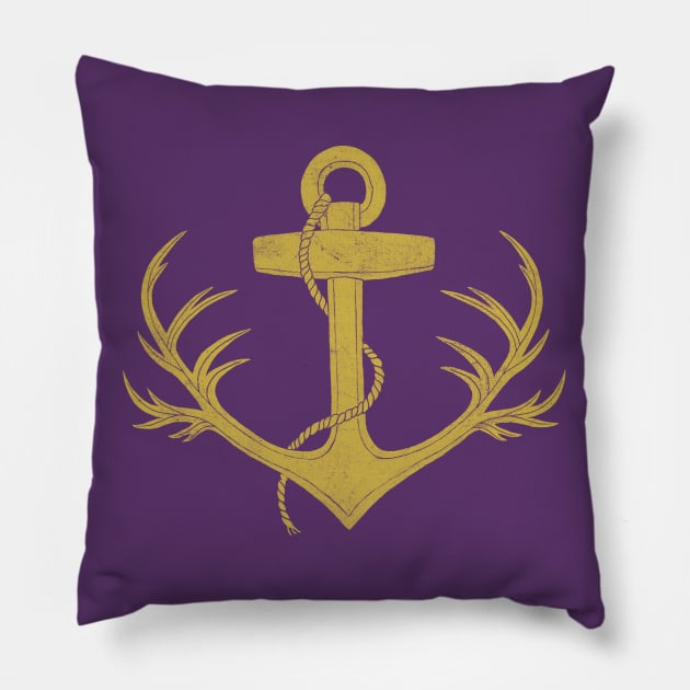 Antlered Anchor gold Pillow by Terry Fan