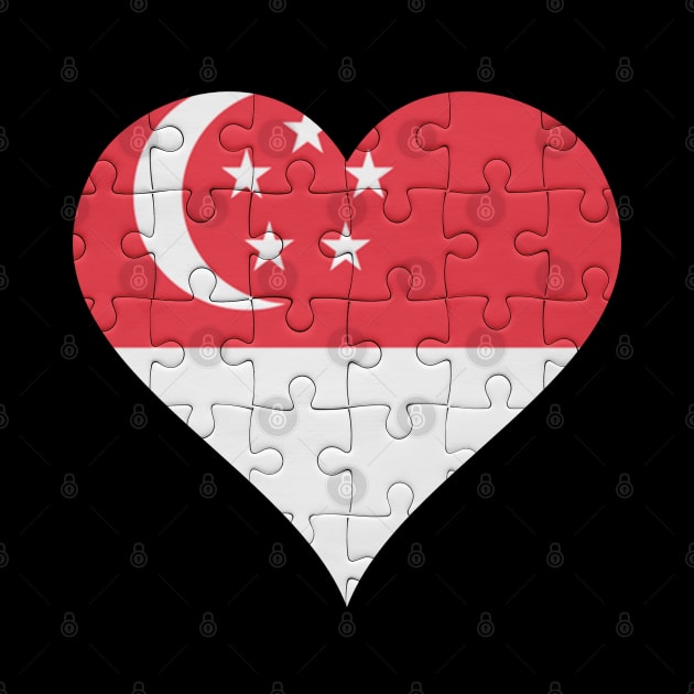 Singaporean Jigsaw Puzzle Heart Design - Gift for Singaporean With Singapore Roots by Country Flags