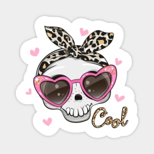 Cute skull with pink glasses Magnet