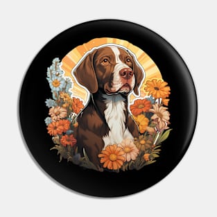 German Shorthaired Pointer  Dog Vintage Floral Pin