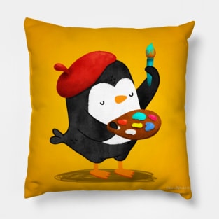 Penguin Artist Pillow