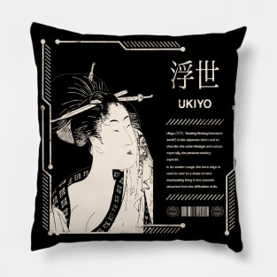 Japanese Retro Saying Ukiyo-e Vintage Geisha Traditional Kanji Character 643 Pillow