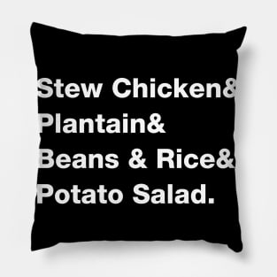 Belizean Sunday Dinner Food List - White Text Pillow