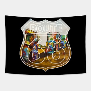 Old cars buried in the dirt at Cadillac Ranch along old U.S. Route 66 - WelshDesigns Tapestry