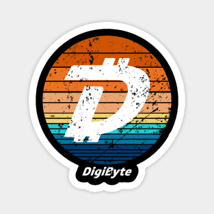 Digibyte Cryptocurrency DeFi Crypto Vintage Sunset Magnet