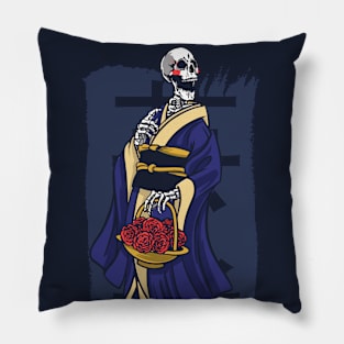 Japanese Skeleton Geisha Pillow