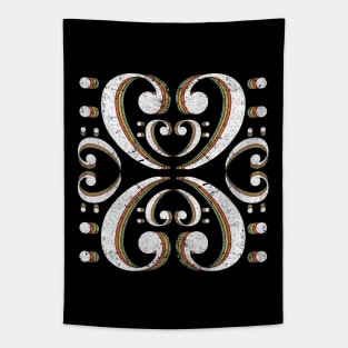 Bass Clef Gift For bass And musical notes Lover Retro vintage Tapestry