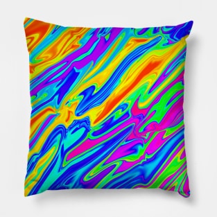 Colorful Liquid Fluid Rainbow Abstract Pattern Pillow