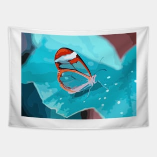 Glass Winged Butterfly Digital Painting Tapestry