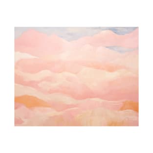 Pink Blush Peach Mountains Abstract Landscape T-Shirt