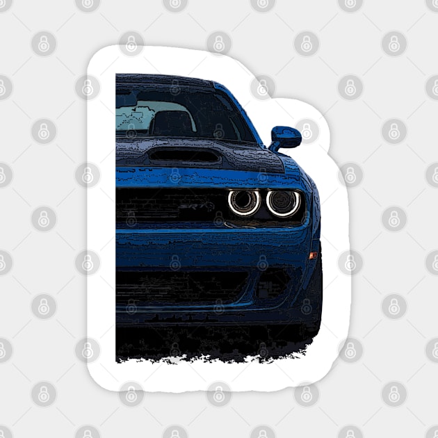 Challenger's Aura: Dodge Challenger Front Body Posterize Car Design for Teen Enthusiasts Magnet by GearHead Threads