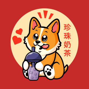 Corgi and boba (bubble) tea T-Shirt