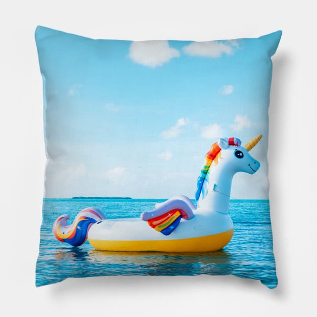 Summer Beach Unicorn Pool Float Pillow by NewburyBoutique