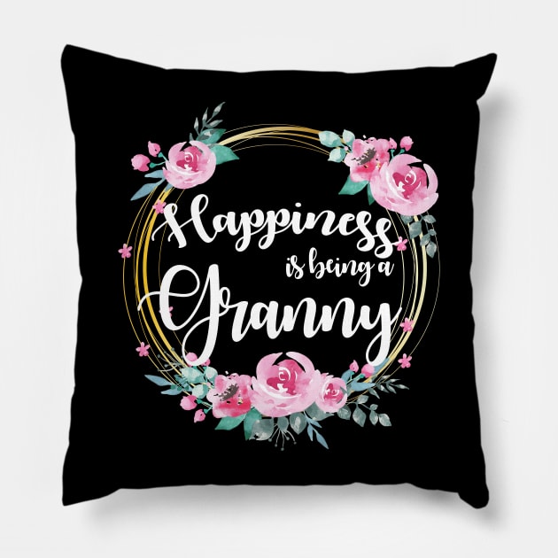 Happiness Is Being A Granny Floral Pillow by LiFilimon