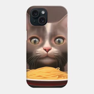 Cat eating spaghetti Phone Case