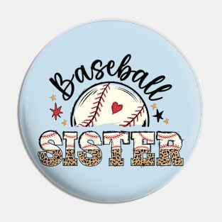 Baseball Sister Leopard Pattern Graphic Gift Pin