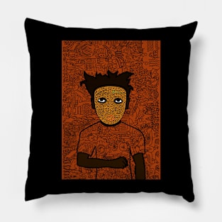 3 NFT - Doodle Delight: Male Character with Dark Tones and Expressive Eyes Pillow