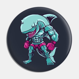 boxing shark fighter Pin