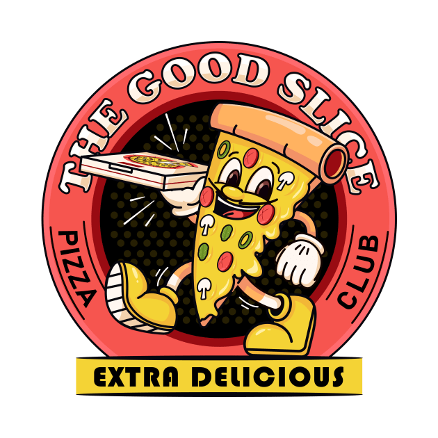 The Good slice, retro mascot pizza that brings food by Vyndesign