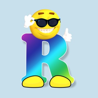 Letter R Alphabet Smiley Monogram Face Emoji Shirt for Men Women Kids T-Shirt