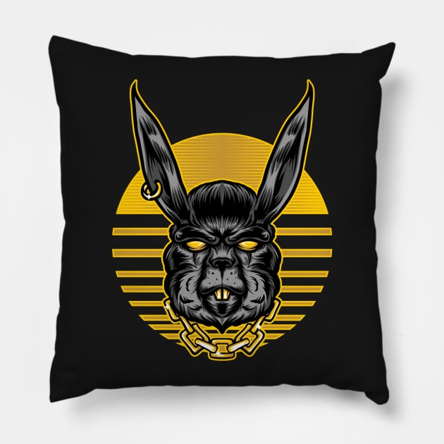 Black Rabbit Pillow by Luckyart11