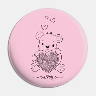 HAPPY VALENTINE´S DAY TEDDY BEAR AND HEARTS Pin