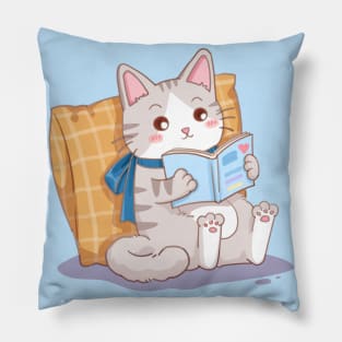 Cat read book Pillow