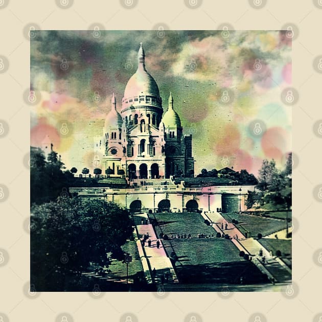 Sacré Coeur vintage Photo with colorful dots by Christine aka stine1