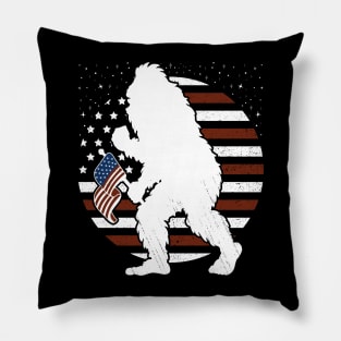 Bigfoot American Flag 4th Of july Retro Pillow