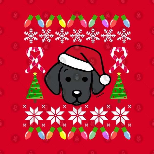 Black Labrador Puppy Santa Festive Pattern by HappyLabradors