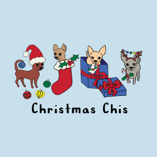 Blue Christmas Chis - smooth coat chihuahuas - Chihuahua Christmas Tee T-Shirt